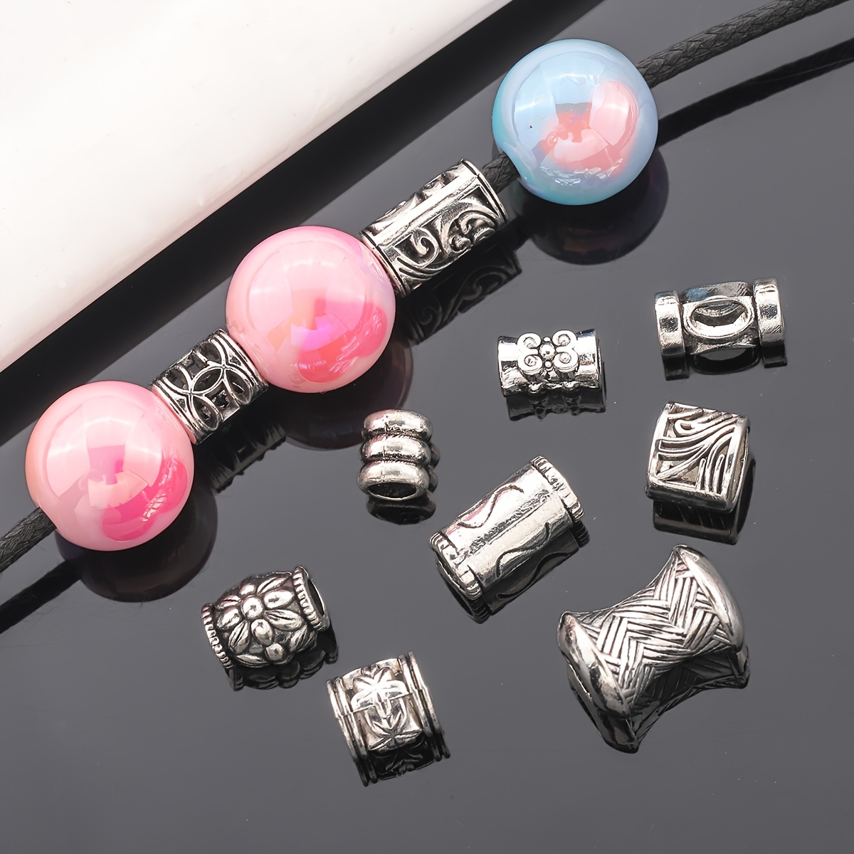 98pcs Hollow Bead Set, Cylindrical Spacer Beads